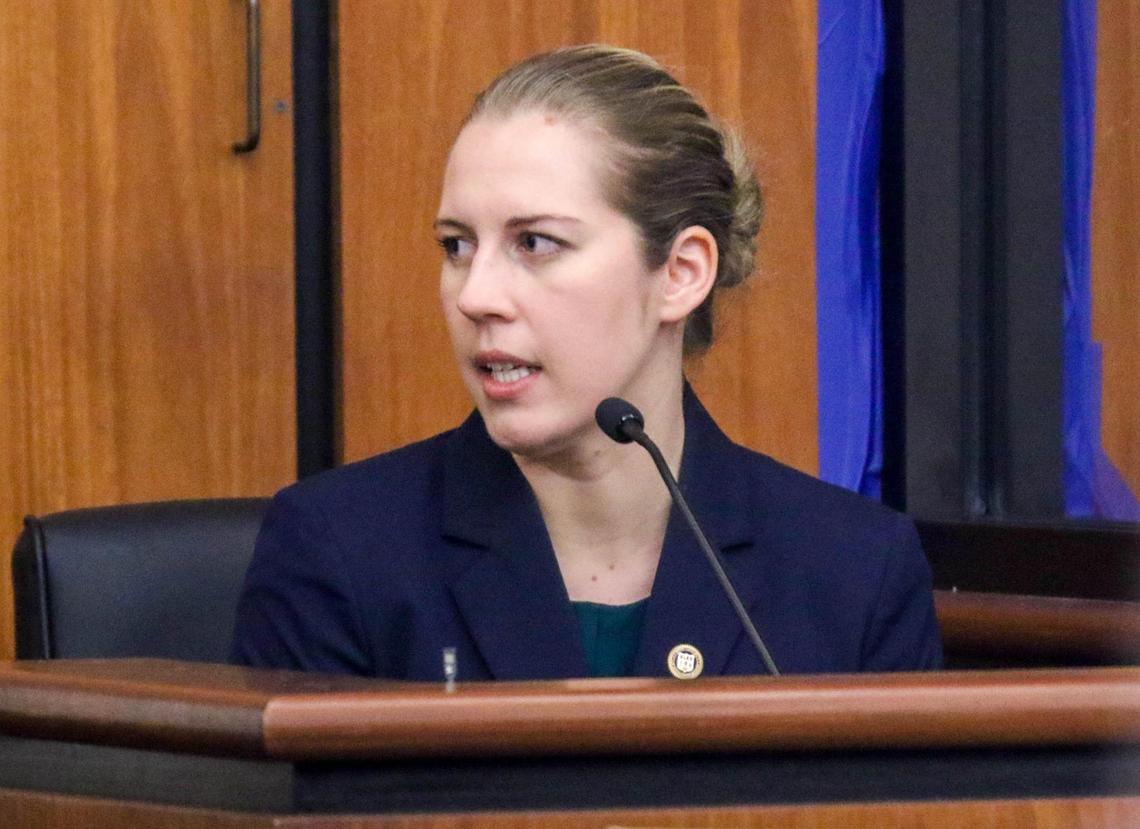 SLED DNA expert Ryan DeWane testifies about evidence during the trial of Nathaniel Rowland on Friday, July 23, 2021 in Richland County Circuit Court. Rowland is accused of killing Samantha Josephson after luring her into his car.