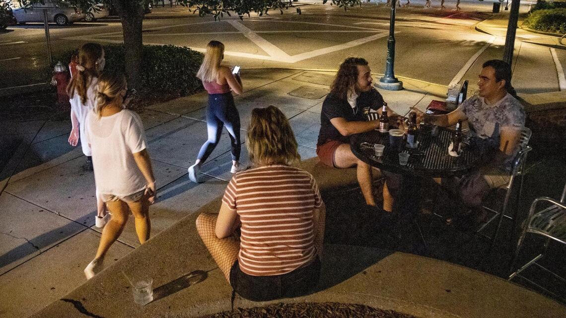 Students set quiet tone for first weekend in Five Points as COVID concerns linger