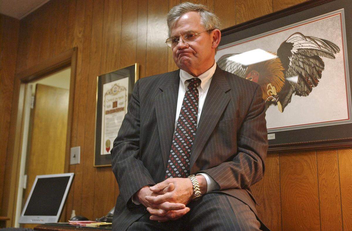 Jan. 18, 2005: USC athletic director Mike McGee talks about his retirement plans inside his office.