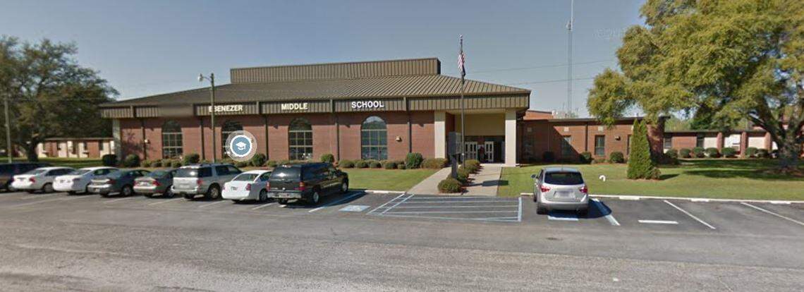 Two adults were arrested for assaulting children at Ebenezer Middle School, the Sumter County Sheriff’s Office said.