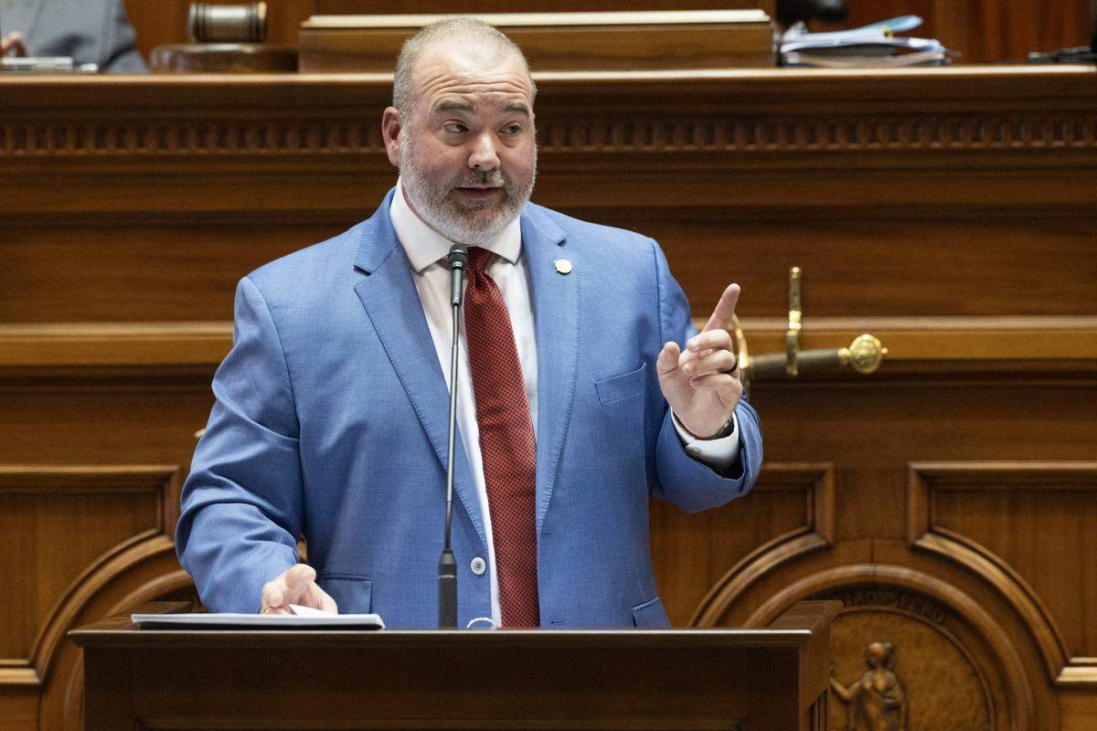 State Sen. Stephen Goldfinch, R-Georgetown, speaks during a hearing regarding South Carolina State Treasurer Curtis Loftis on Monday, April 21, 2025.