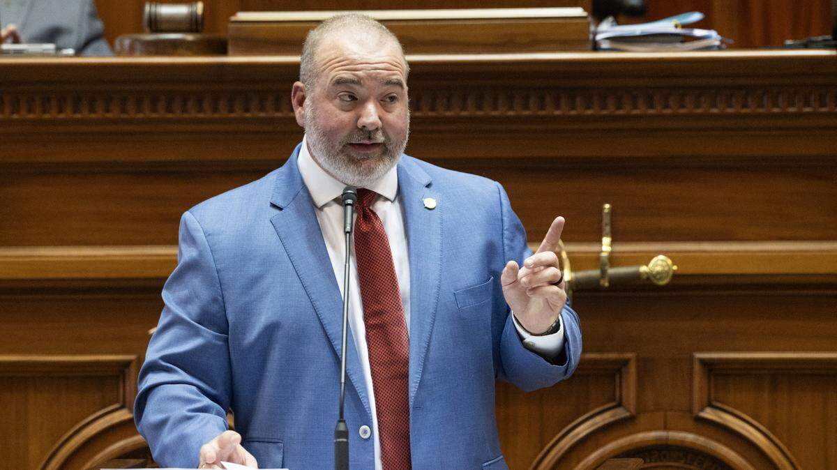 State Sen. Stephen Goldfinch, R-Georgetown, speaks during a hearing regarding South Carolina State Treasurer Curtis Loftis on Monday, April 21, 2025. 
