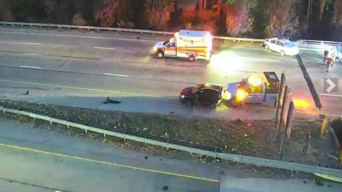 Emergency vehicles respond to a crash in Columbia.