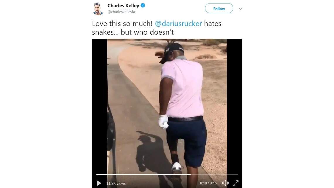 Darius Rucker is scared of snakes too, video shows. Especially near his golf cart.