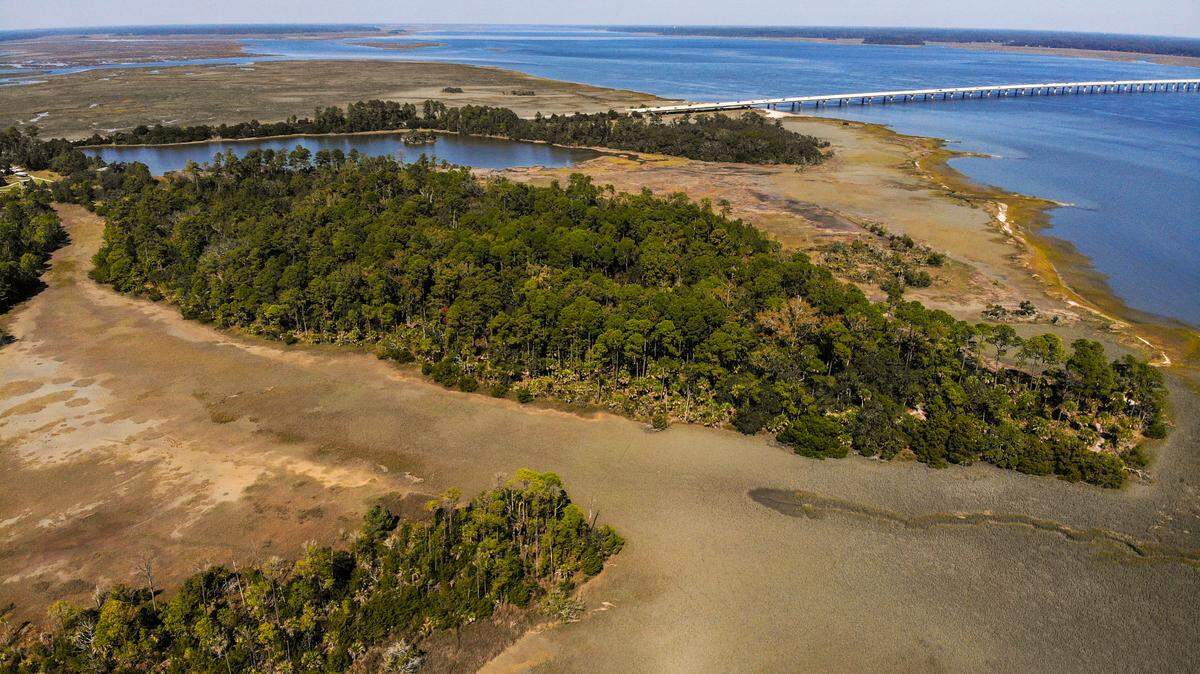 At low tide with the Broad River Bridge in the background, Widgeon Point Preserve – co-owned by Beaufort County and the Open Land Trust – is a fine example of land purchased through the Rural and Critical Land Preservation Program. The 162 acres feature maritime as well as mixed pine-hardwood forests and a nature trail that features a scenic view of Port Royal Sound.