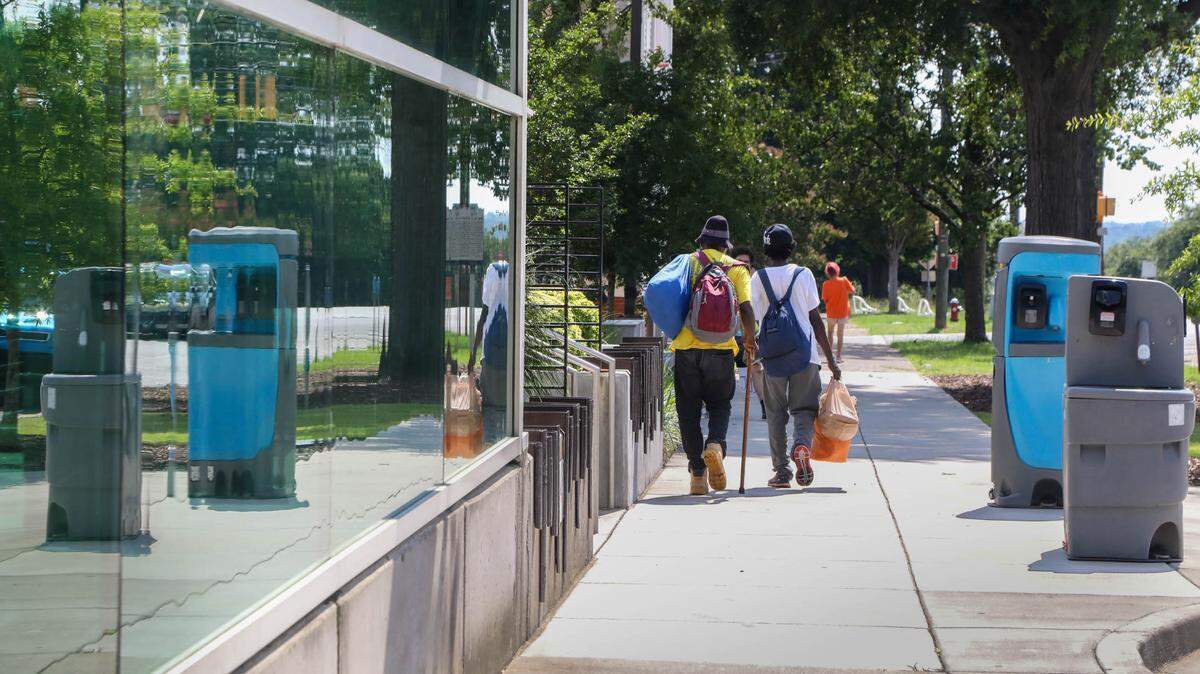 Several locations in Columbia have hand washing stations outside to help prevent the spread of the coronavirus.