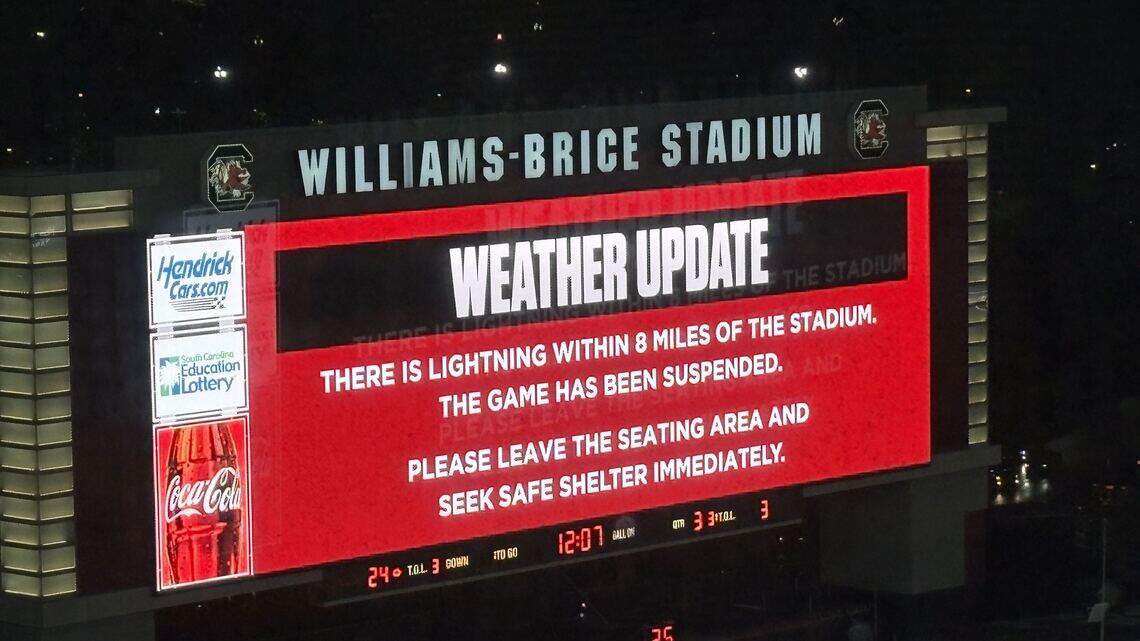 Restart time set after South Carolina football weather delay. Here’s the latest