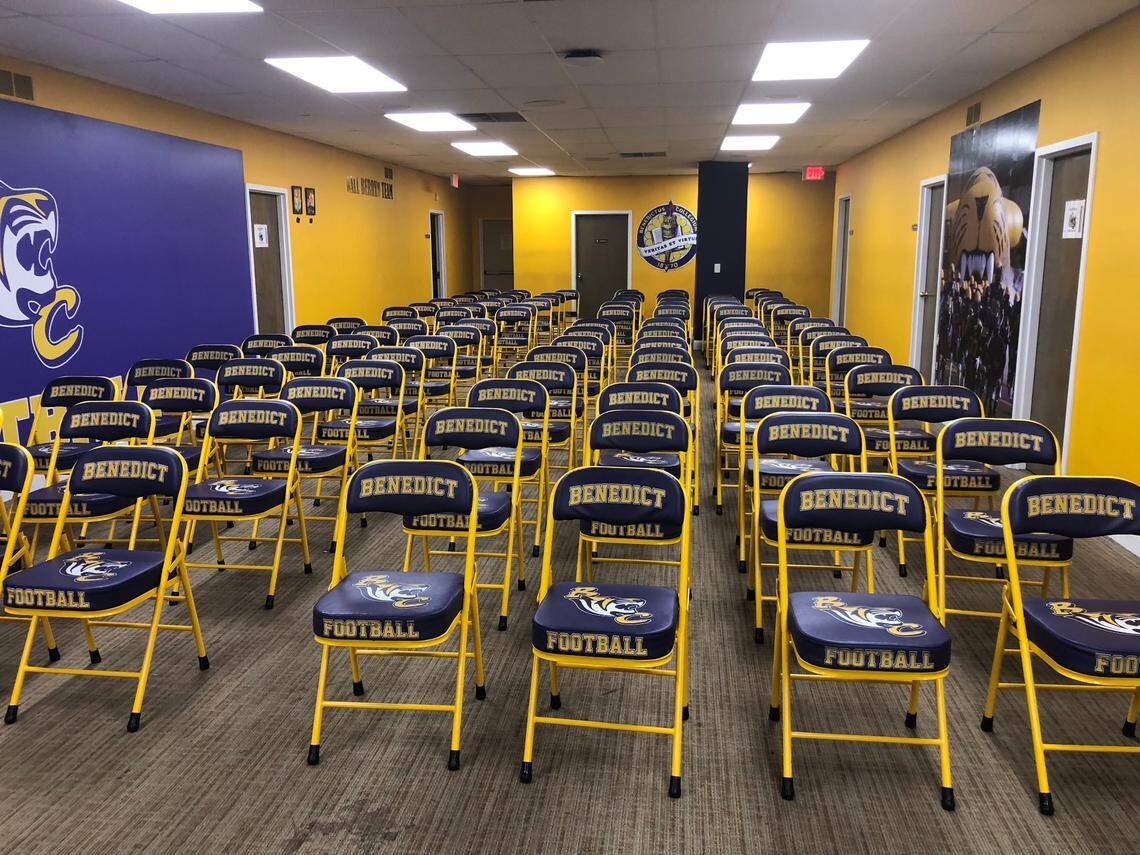 Benedict College’s football team renovated its football offices shortly after Chennis Berry became head coach in 2020.