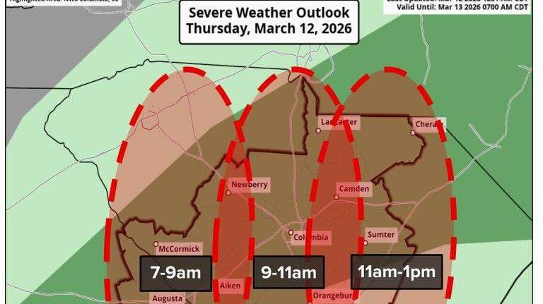 Tornado watch issued for Columbia area as severe thunderstorms are forecast