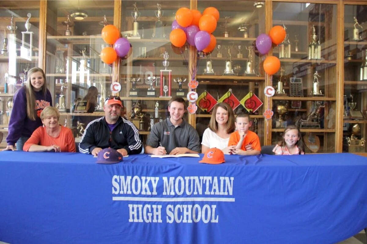 MLB All-Star Cal Raleigh (pictured here in November 2014) was a high school All-American catcher and signed with Clemson baseball before breaking off his commitment when Jack Leggett, the coach he’d committed to play for, was surprisingly fired.