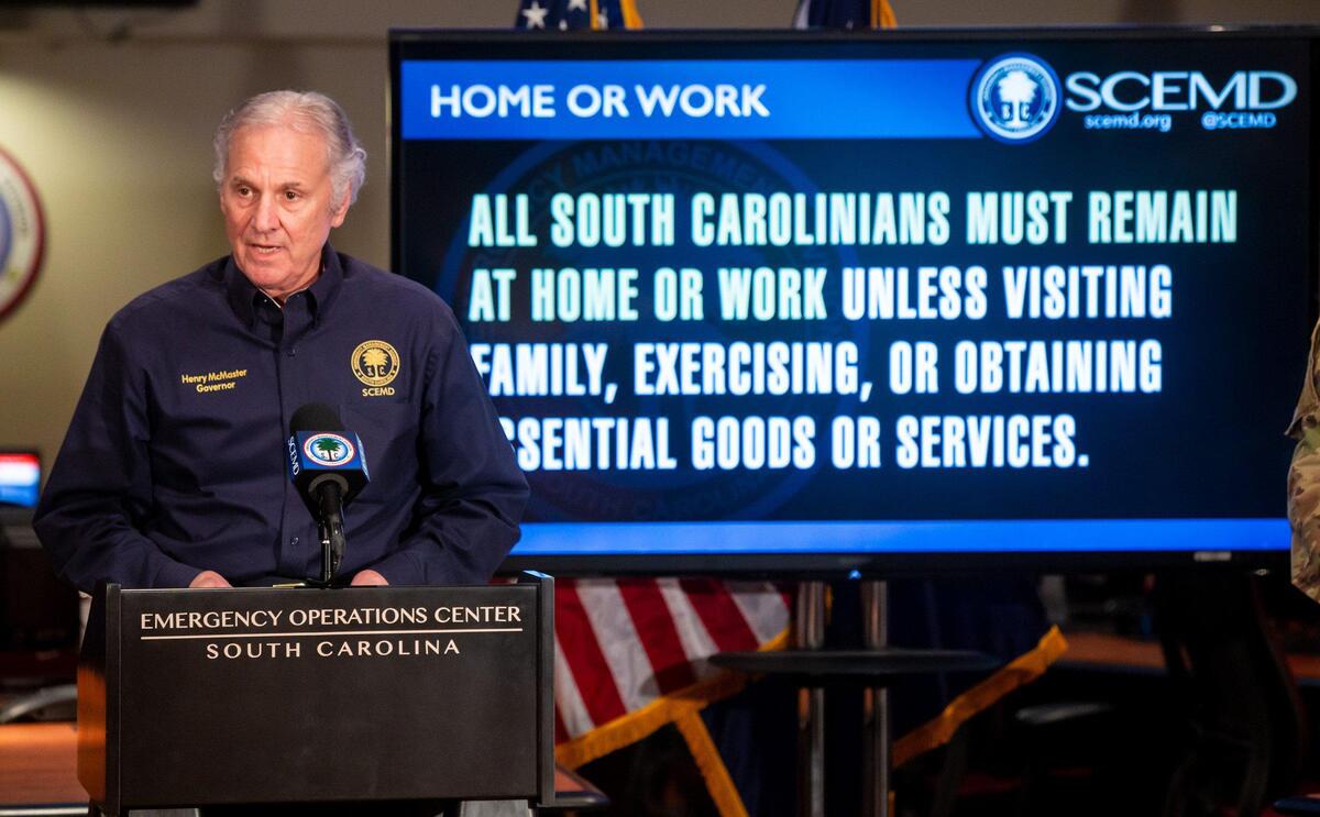 South Carolina Governor Henry McMaster speaks during a press conference Monday at the South Carolina Emergency Operations Center.