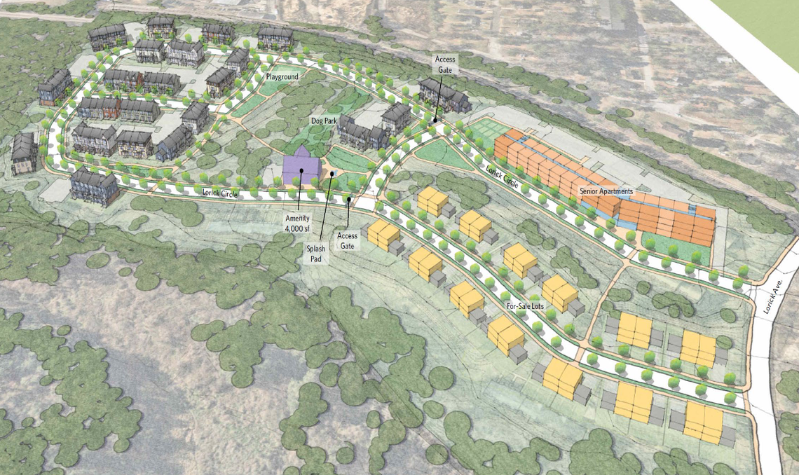 The Columbia Housing Authority plans to demolish and redevelop the long-standing Latimer Manor apartments in North Columbia. This rendering shows Candleberry at Colonial Park, the housing authority’s planned redevelopment of the site that includes new apartments, senior housing, a dog park and more.