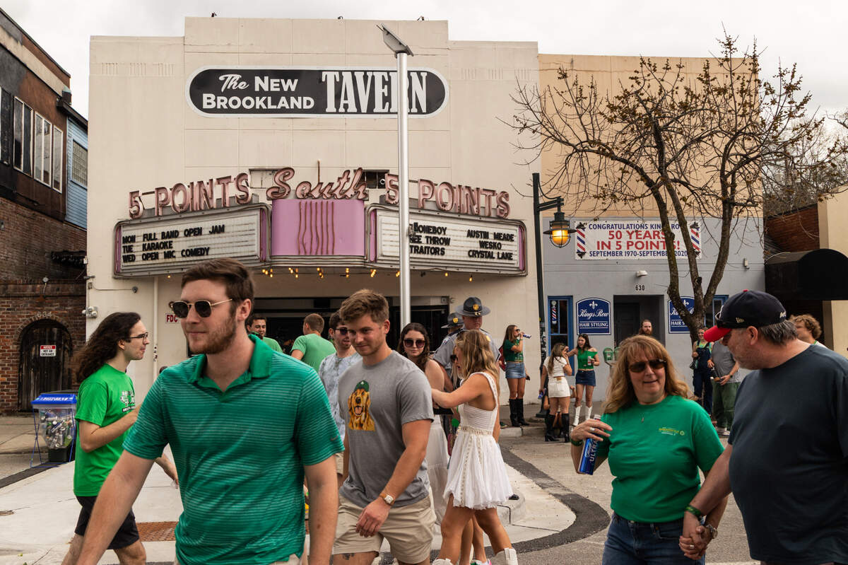 The New Brookland Tavern hosts multiple DJs and live music during the St. Pat’s in Five Points festival in Columbia, South Carolina on Saturday, March 15, 2025.