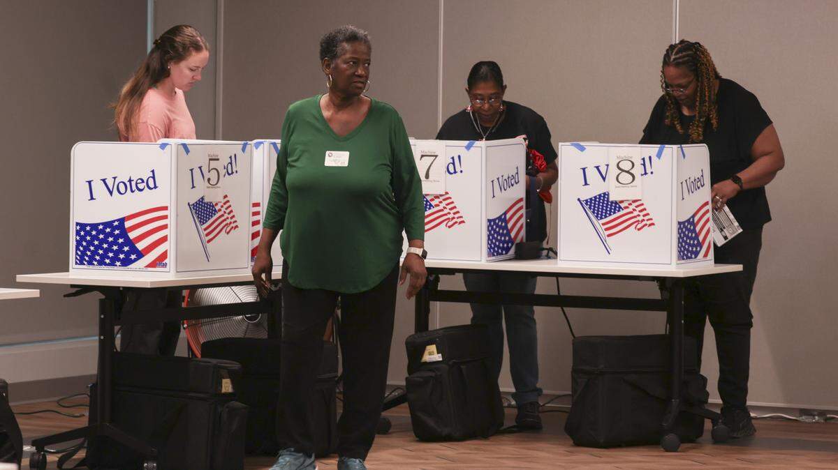 People cast their ballots on the first day of early voting on Tuesday, May 26, 2026, at the Richland County voter registration office at Columbia Place Mall.