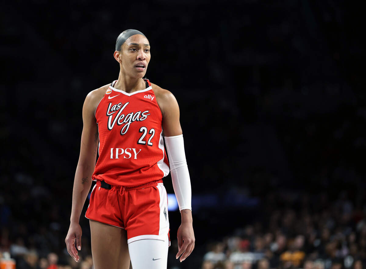A'ja Wilson (22) of the WNBA’s Las Vegas Aces