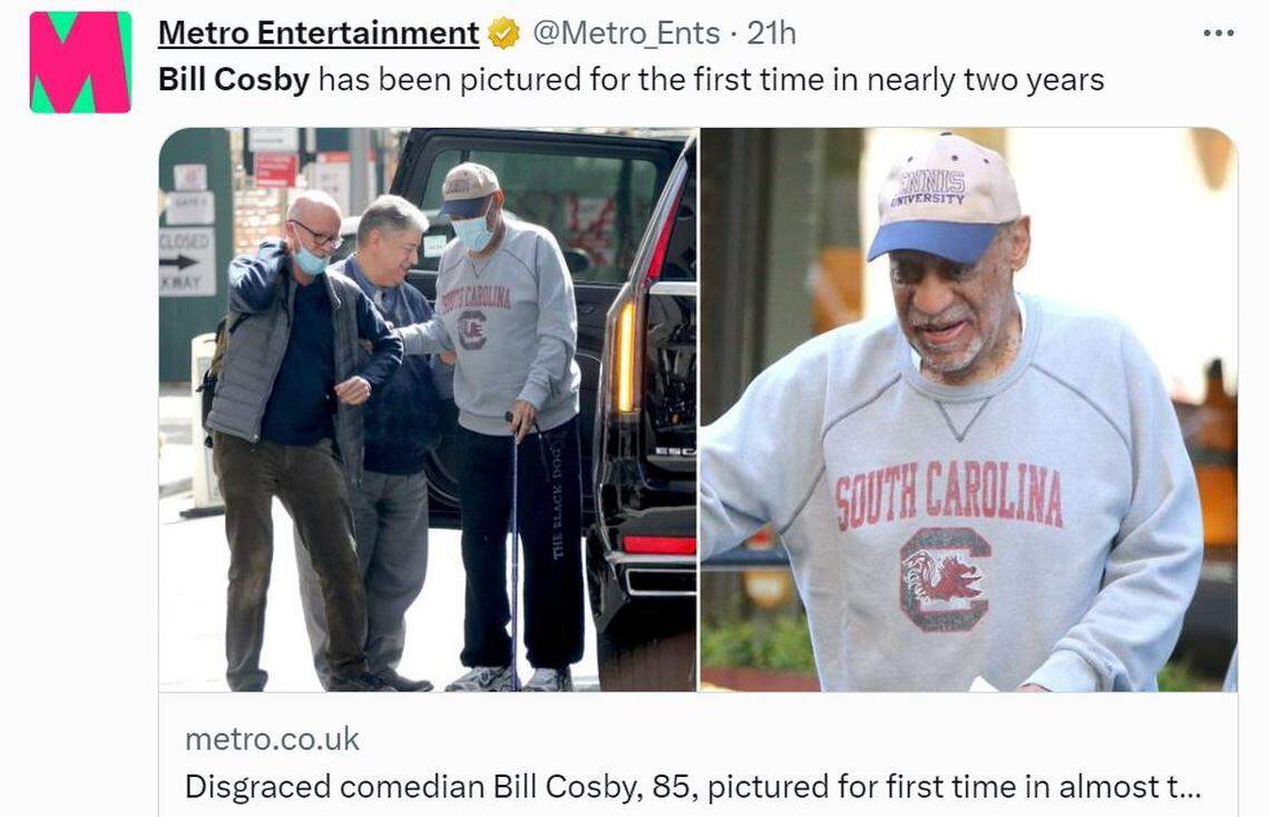 Bill Cosby was photographed in public wearing a University of South Carolina Gamecocks sweatshirt.