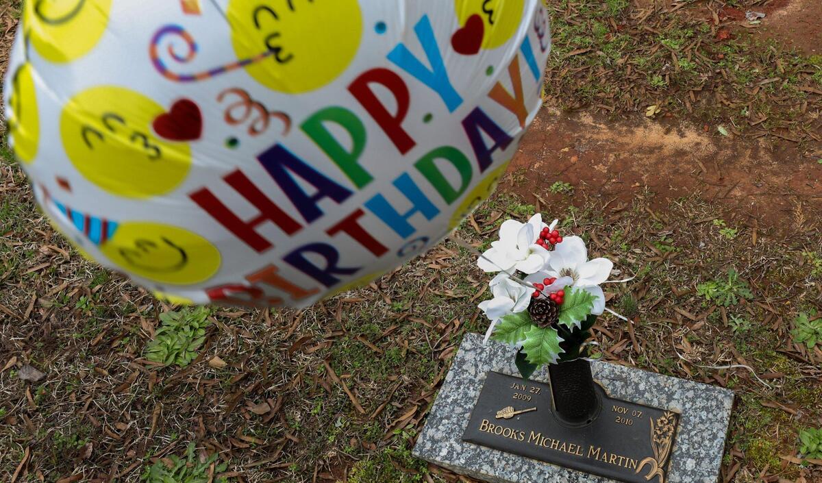 Tim and Amy Martin celebrate their son Brooks’ birthday where is buried at Bush River Memorial Gardens.