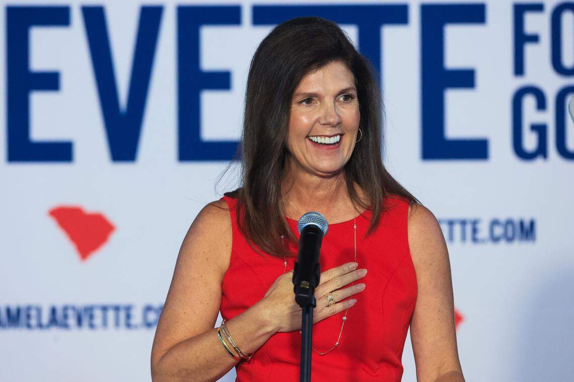 Lt. Gov. Pamela Evette announces her bid for the Republican nomination for South Carolina Governor at The Smokestack at Judson Mill on Monday, July 14, 2025.