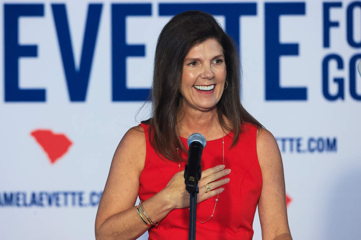 Lt. Gov. Pamela Evette announces her bid for the Republican nomination for South Carolina Governor at The Smokestack at Judson Mill on Monday, July 14, 2025.