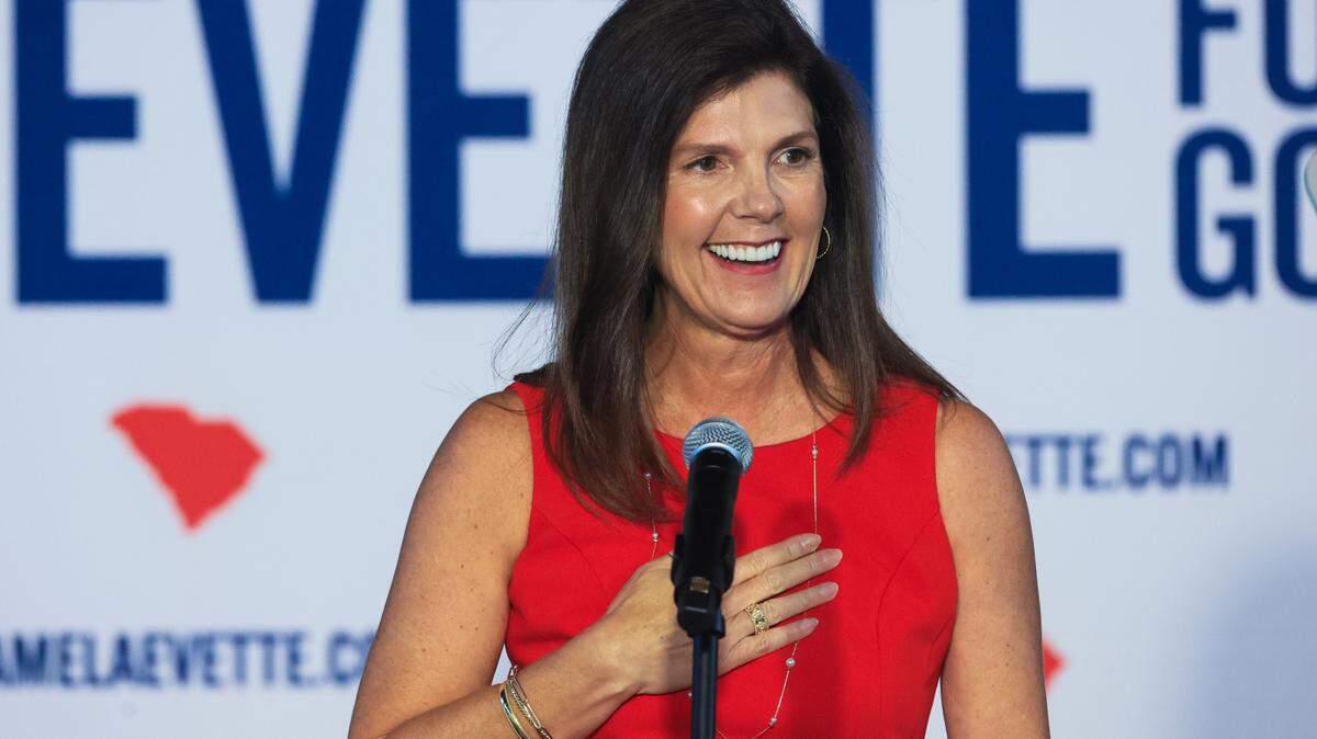 Lt. Gov. Pamela Evette announces her bid for the Republican nomination for South Carolina Governor at The Smokestack at Judson Mill on Monday, July 14, 2025.