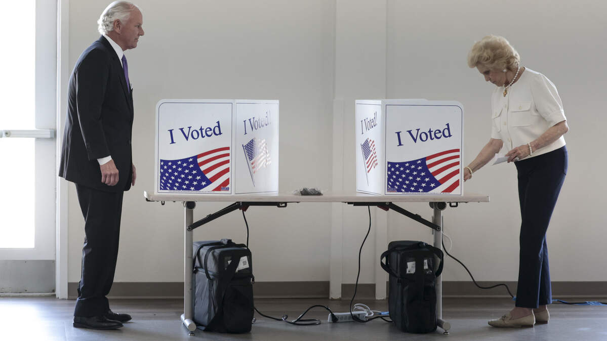 S.C. Gov. Henry McMaster and his wife, Peggy Jean McMaster, vote at the Lourie Center in Columbia on Tuesday, June 9, 2026.