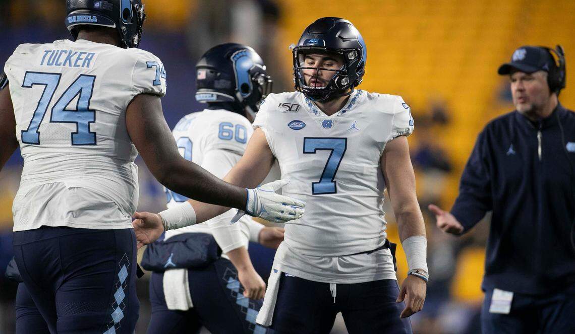 Sam Howell (7) played well as a freshman quarterback in 2019 for the Tar Heels.
