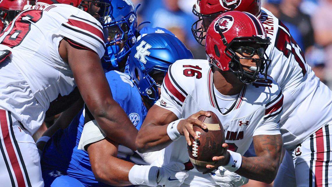 South Carolina QB LaNorris Sellers during the Gamecocks’ Saturday game against Kentucky.