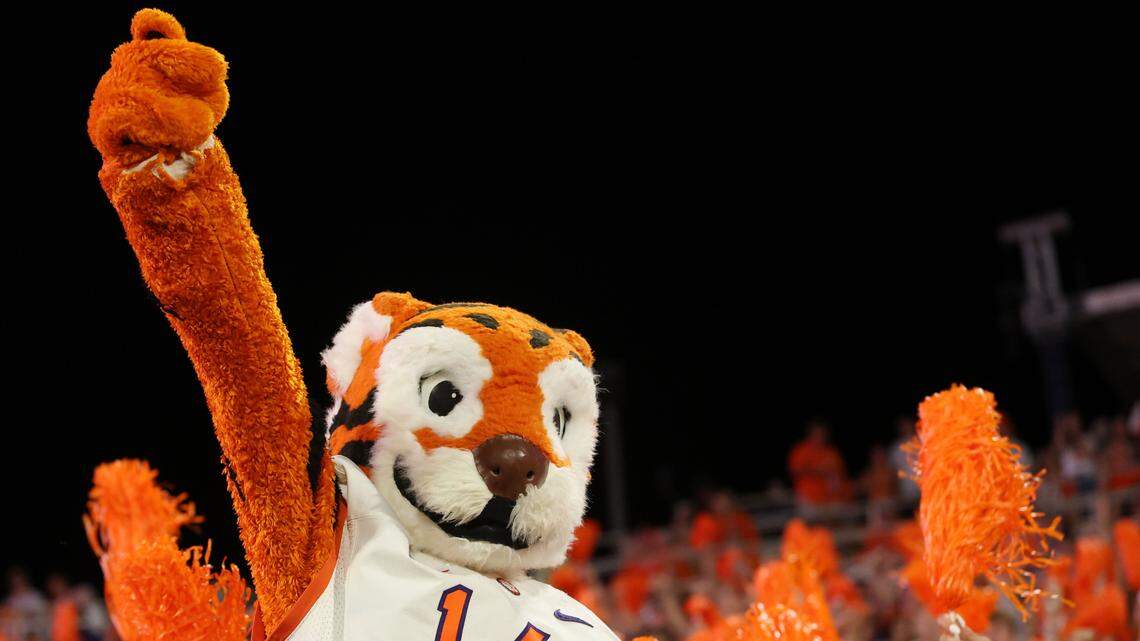 The Tiger Cub gets the student section fired up during the Appalachian State game in Clemson, S.C. on Saturday, Sept. 7, 2024.