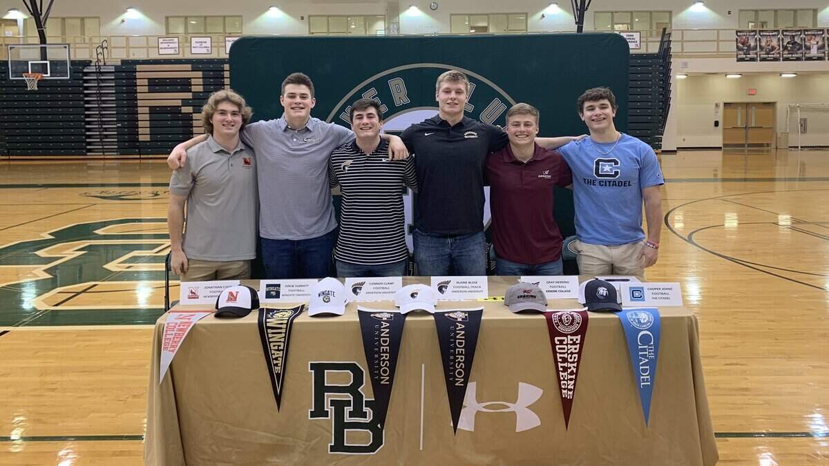 River Bluff football players sign their letters of intent on Feb. 1, 2023.