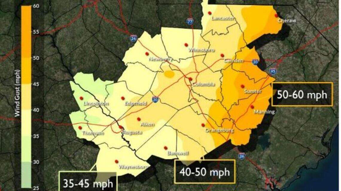 6 inches of rain, 60 mph wind expected in parts of the Midlands on Friday