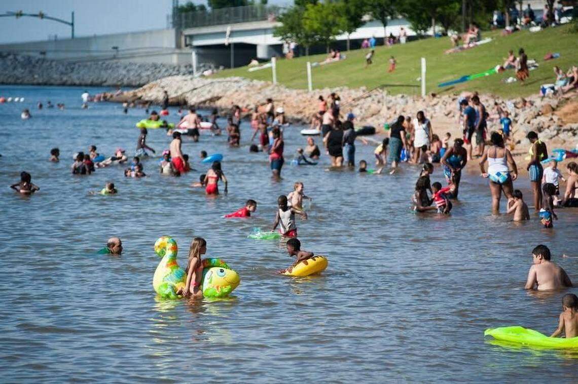 Lake Murray’s beach is near the dam. It is the only officially designated beach on the nearly 50,000-acre lake west of Columbia.