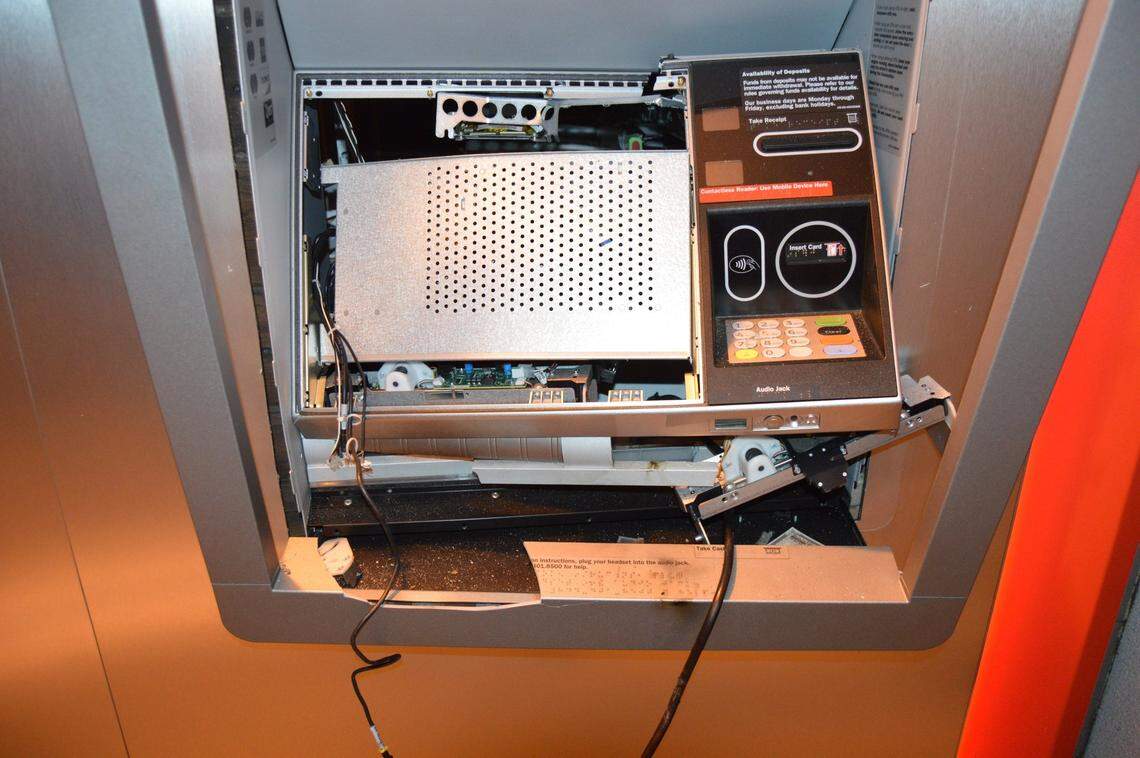 This file photo shows a damaged ATM.