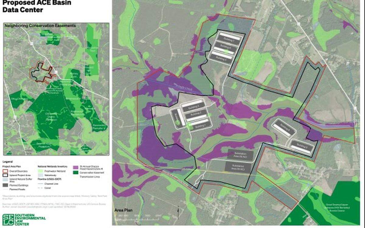 This map shows the location of a huge new data center proposed for Colleton County