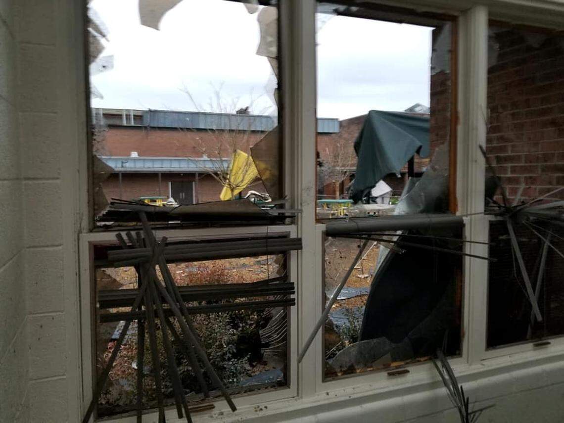 Powerful storms hit the Midlands Saturday, inflicting damage on a high school.