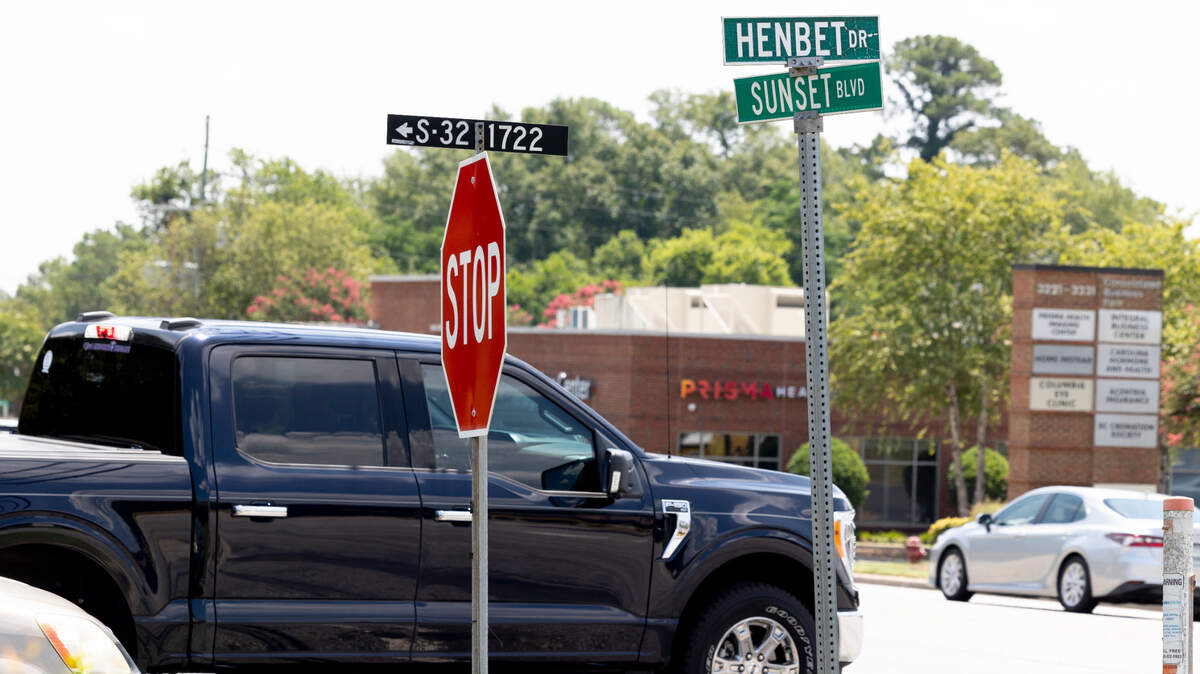 Traffic backs up at Henbet Drive and Sunset Boulevard.