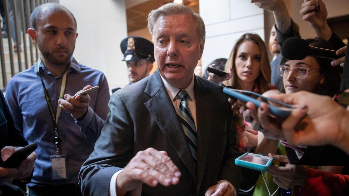Sen. Lindsey Graham, R-S.C., speaks to reporters in Washington.