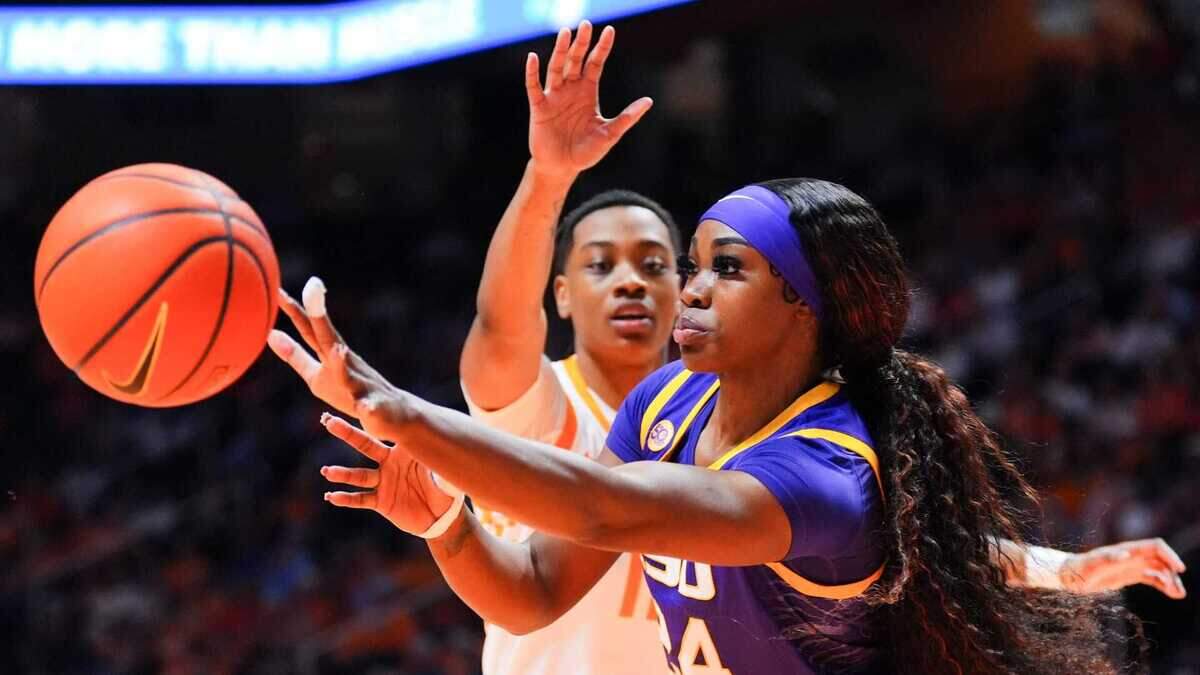 LSU forward Aneesah Morrow (24) has 18 double-doubles this season and averages 14.2 rebounds per game.