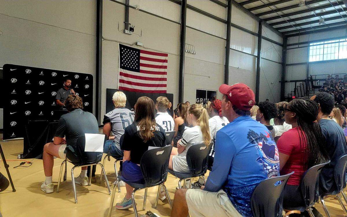 More than 600 students and parents attended a Tuesday meeting in the Gray Collegiate gymnasium to hear school leaders discuss what’s next for its athletic programs that are dealing with forfeitures.