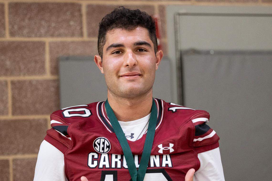 South Carolina football freshman Dante Reno (10) appears at the annual Pigskin Poets event held Friday, July 12, 2024 at Drew Wellness Center in Columbia.