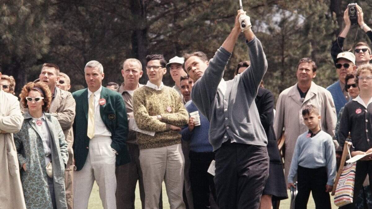 AUGUSTA, GA - APRIL 1963: Tony Lema shoots for the green during the 1963 Masters Tournament at Augusta National Golf Club in April 1963 in Augusta, Georgia. (Photo by Augusta National/Getty Images)