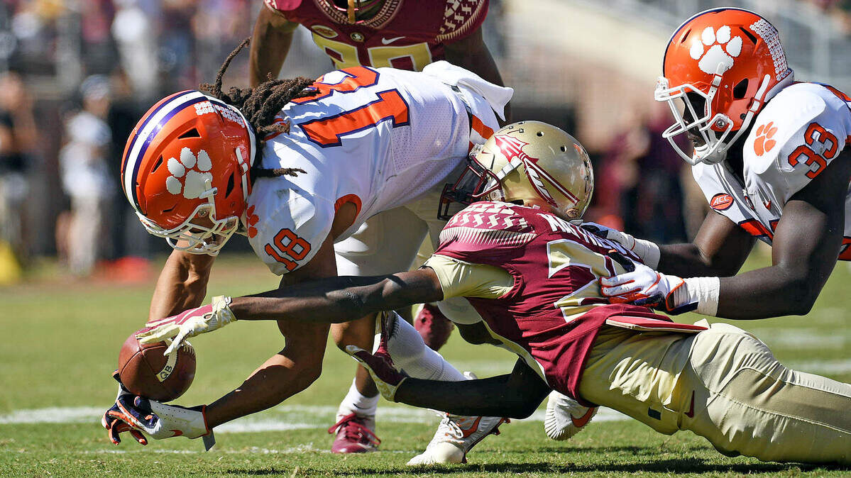 Clemson receiver T.J. Chase of Florida caught a touchdown and recovered a fumble Saturday afternoon against Florida.