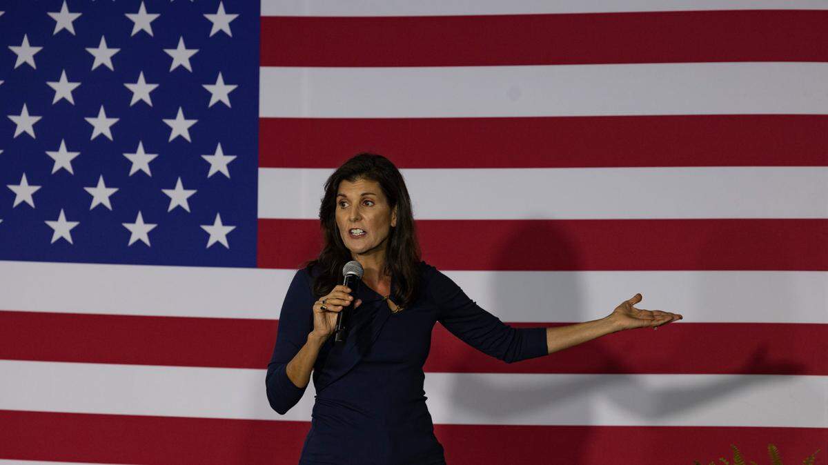 Nikki Haley speaks to home-town supporters during a campaign rally at The Grove in Lexington County on Thursday, April 06, 2023.