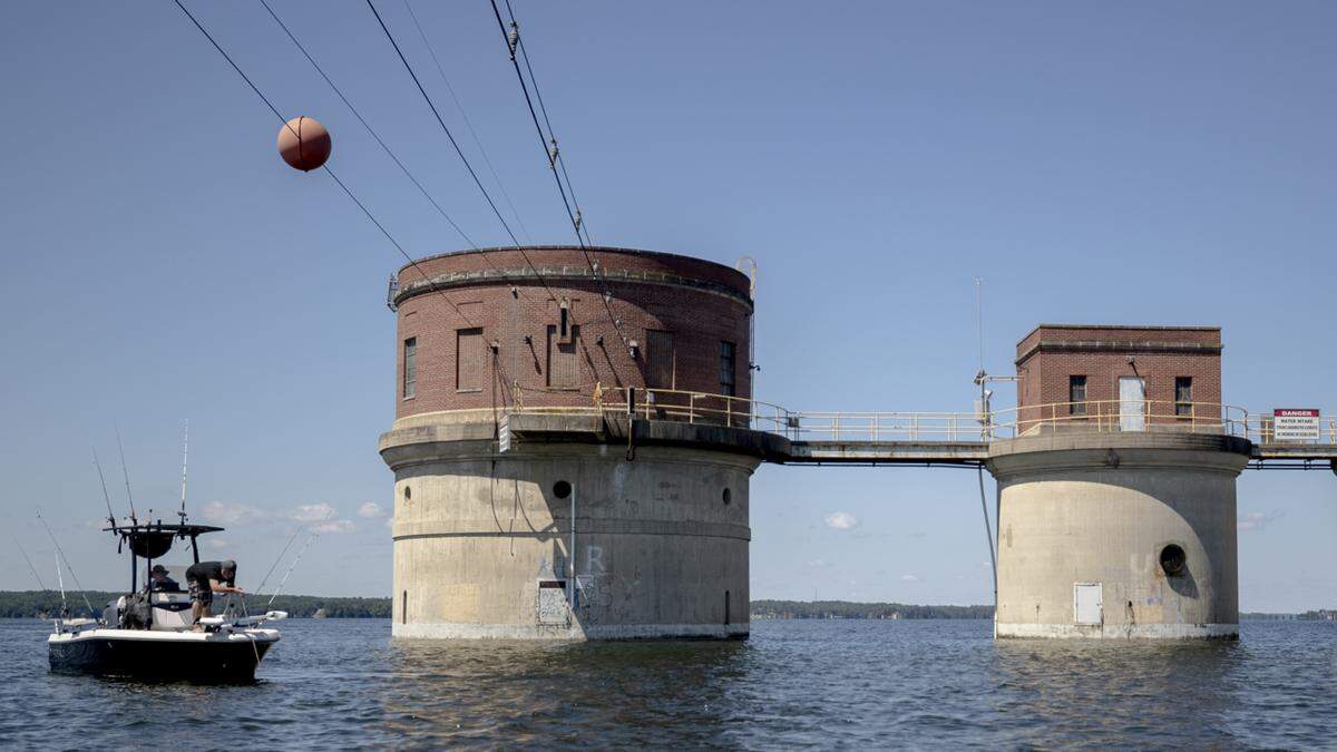 Lake Murray’s hydroelectric intake towers are shown in this file photo.