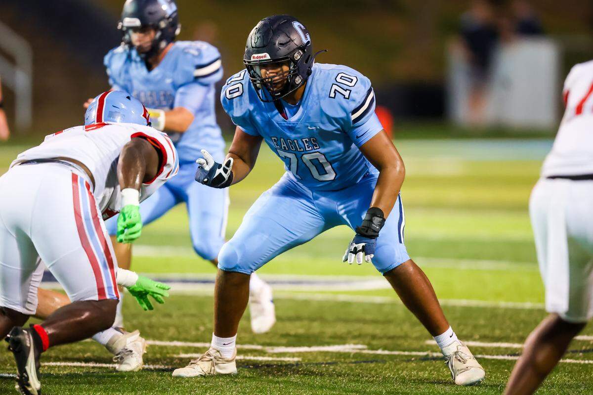 Chapin Eagles offensive lineman Caden Muskus (70)