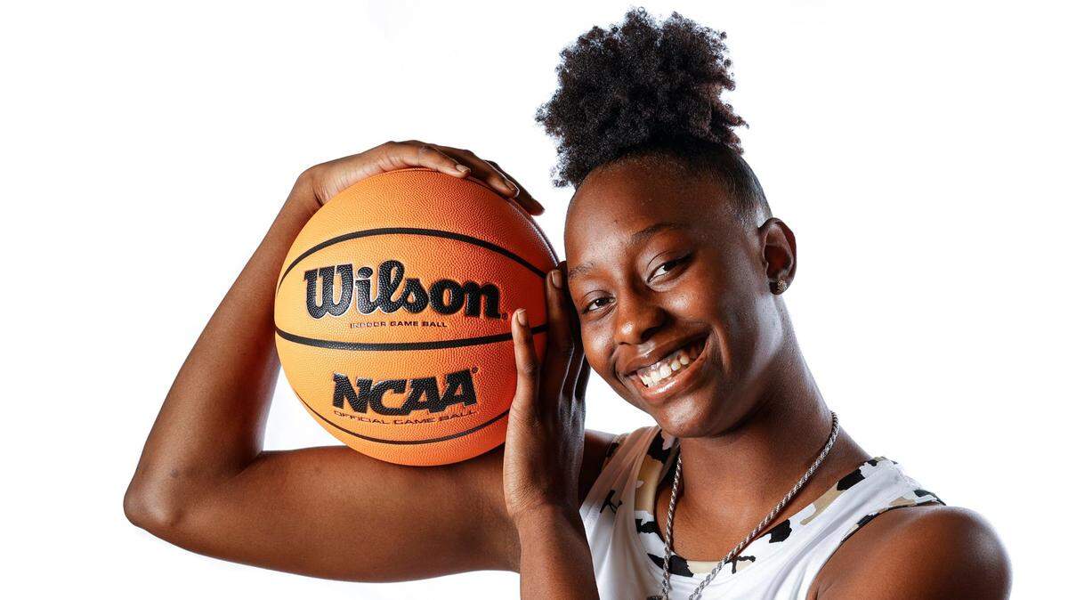 Joyce Edwards of Camden High School, shown at the SCBCA Media Day at Brookland-Cayce High School on Wednesday, Nov. 16, 2022.