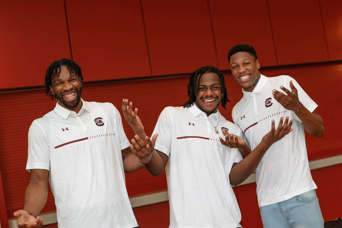 Josh Gray, Ja’ Von Benson and GG Jackson during media day on Wednesday, Oct. 12, 2022.