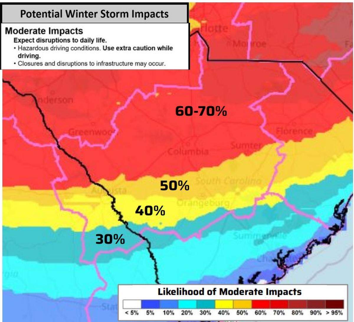 A look at where impacts from the storm are greatest in South Carolina.