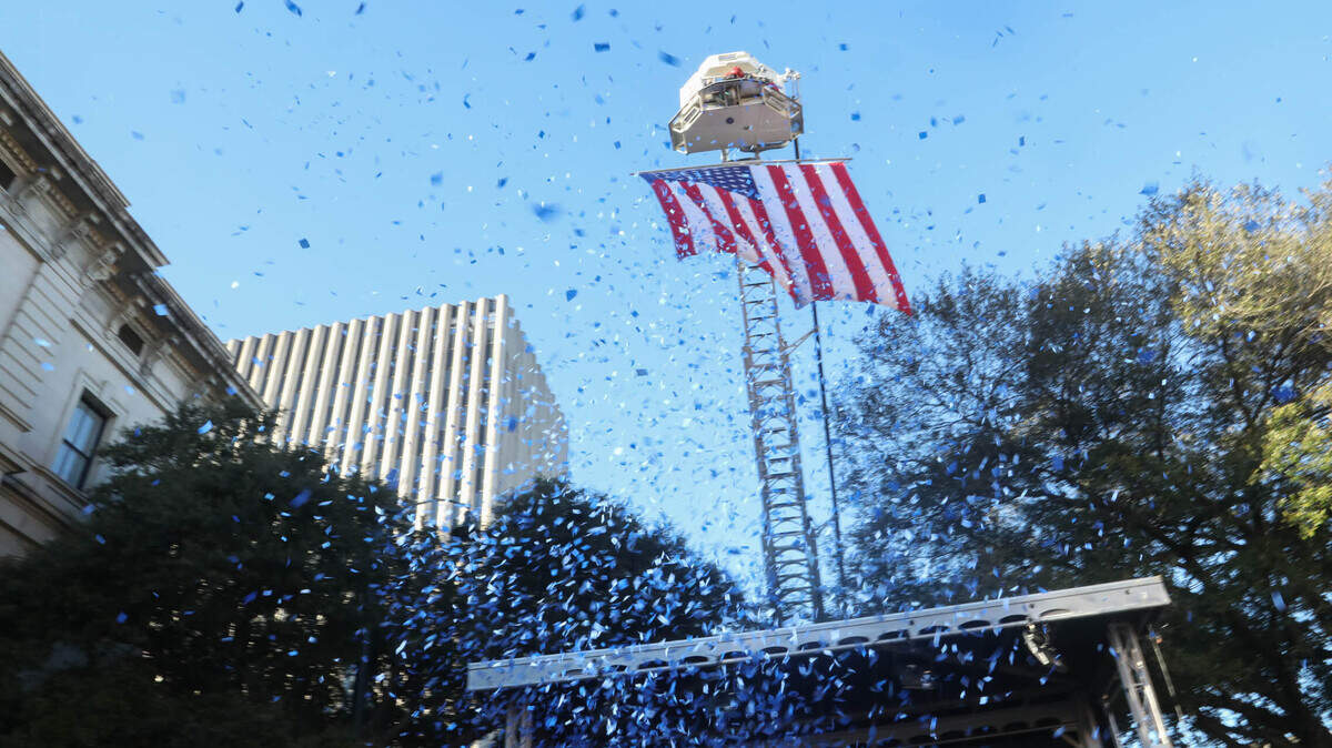 Confetti falls during an inauguration ceremony on Main Street in Columbia on Tuesday, Jan. 4, 2022.