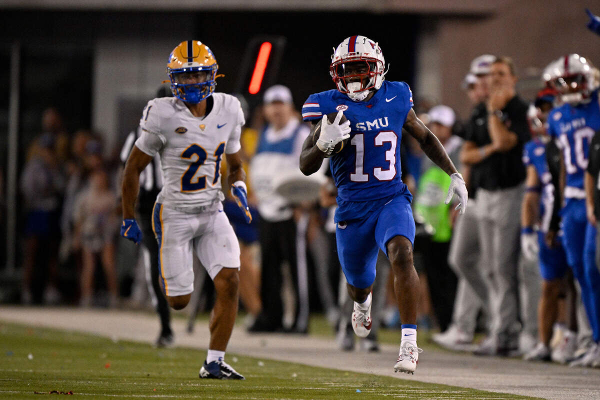 Nov 2, 2024; Dallas, Texas, USA; Southern Methodist Mustangs wide receiver Roderick Daniels Jr. (13) returns a punt against the Pittsburgh Panthers during the second half at Gerald J. Ford Stadium.