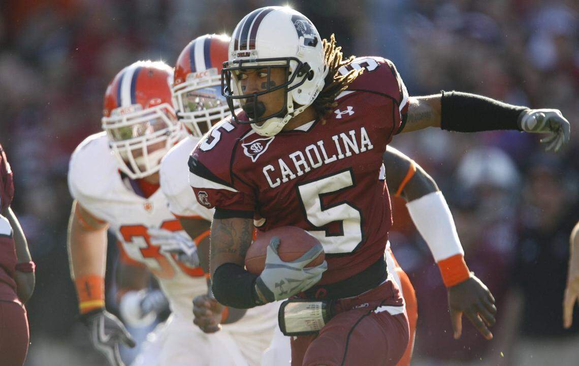 From Nov. 28, 2009: South Carolina freshman cornerback Stephon Gilmore runs on a punt return during the third quarter against Clemson.